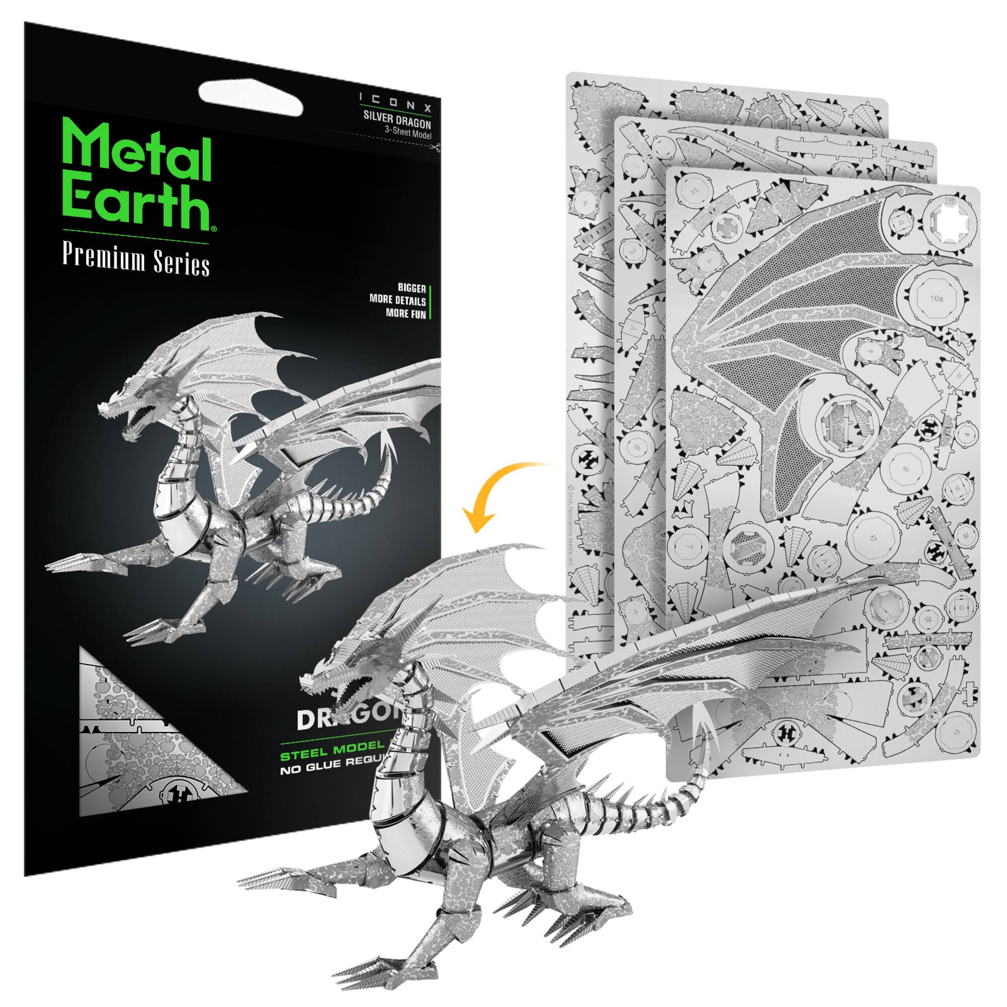 Metal Earth® Silver Dragon Steel Model Kit